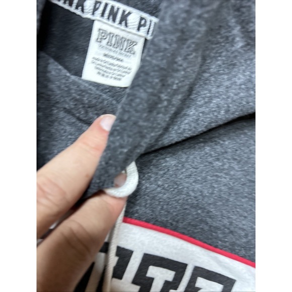 Victoria's Secret Pink Gray Red Logo 1/4‎ Zip Pullover Fleece M/170/96A - Picture 3 of 13